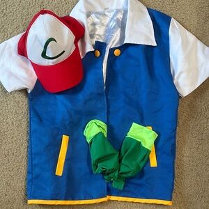 Kids Superhero Costume with Red Cap and Green Gloves